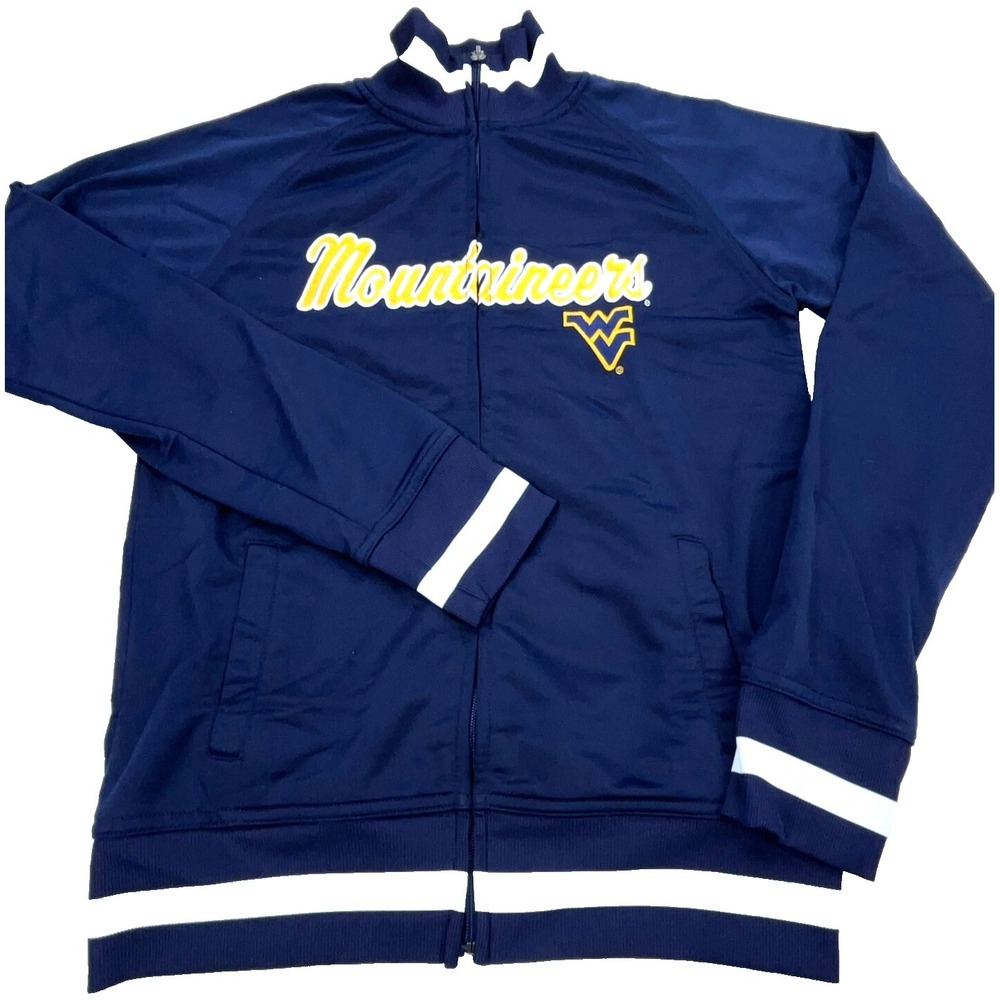 West‎ Virginia Mountaineers Jacket Women Small Blue Track Suit Coat Warm Up WVU